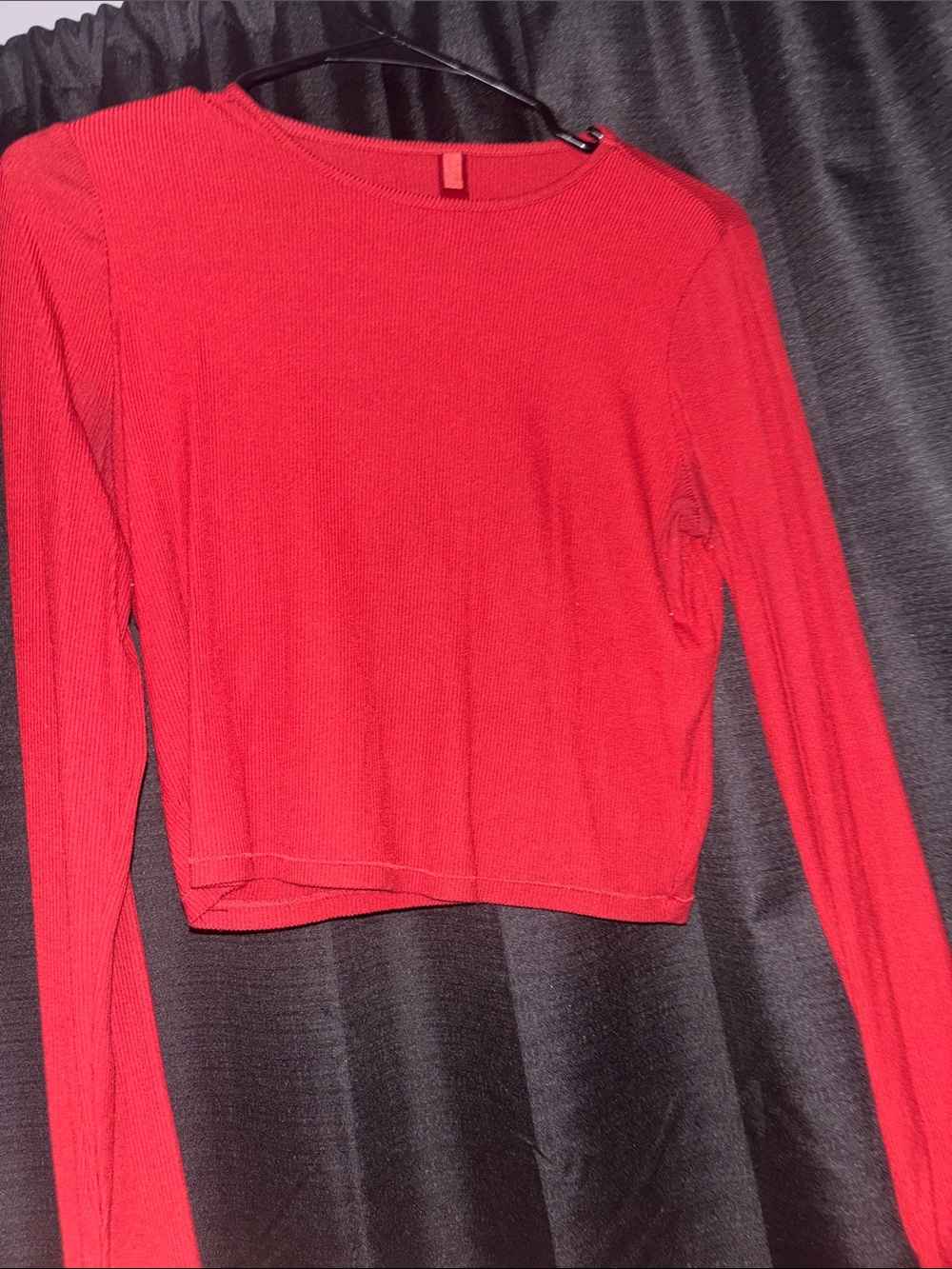 Skims set Red Long Sleeve Ribbed Crop Top - Women